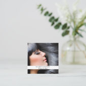 Makeup Haar Foto QR Code Social Media Quadratische Visitenkarte (Stehend Vorderseite)