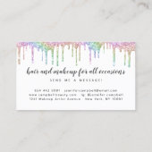 Makeup Haar holografischen Regenbogen Glitzer Trop Visitenkarte (Rückseite)