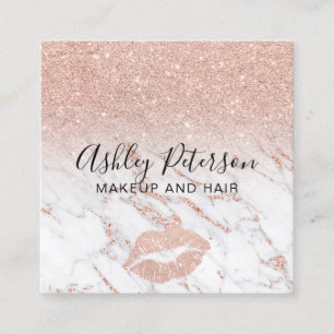 Makeup Haar Marmor Rose Gold Glitzer Lippen Quadratische Visitenkarte