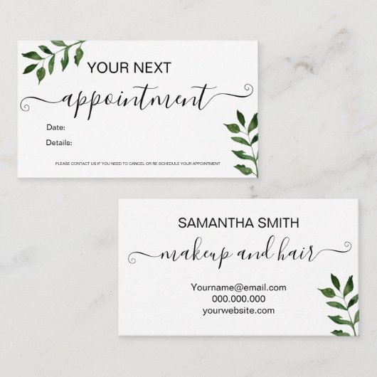 Makeup haar minimalistisch terminkarte (Vorne/Hinten)