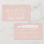 Makeup Haar Rose Gold Glitzer Erröten teilen Liebe Empfehlungskarte (Vorne/Hinten)