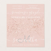 Makeup Haar Rose Gold Glitzer Pastell Termin Visitenkarten (Außenseite Aufgefaltet)