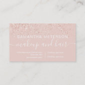 Makeup Haar Rose Gold Glitzer Pastellrosa Treuekarte (Rückseite)