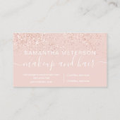 Makeup Haar Rose Gold Glitzer Pastellrosa Visitenkarte (Rückseite)