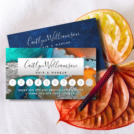 Makeup haar salon silber blauen Marmor Aquarell Treuekarte