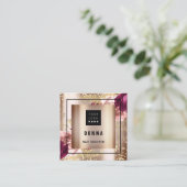 Makeup Haar Schönheitslogo QR CODE Rose Goldrahmen Quadratische Visitenkarte (Stehend Vorderseite)