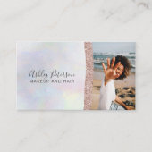 Makeup haarschrecken Rose Gold Glitzer Perlen Foto Visitenkarte (Vorderseite)