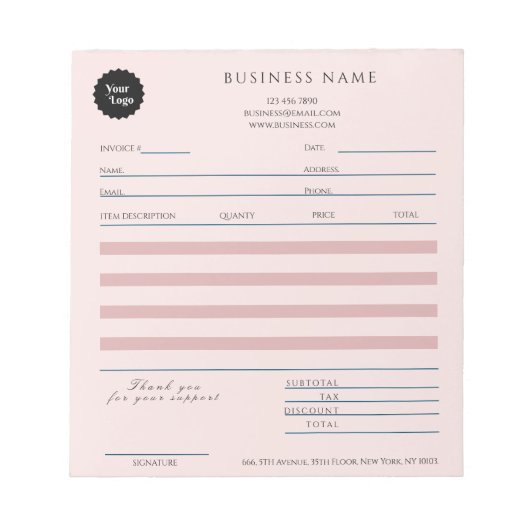 Makeup Hair Beauty Salon Rose Gold Rechnung Verkau Notizblock (Vorderseite)