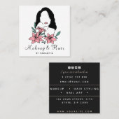 Makeup & Hair Gezeichnet Silhouette Hübsch Weiblic Quadratische Visitenkarte (Vorne/Hinten)