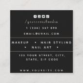 Makeup & Hair Gezeichnet Silhouette Hübsch Weiblic Quadratische Visitenkarte (Rückseite)
