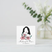 Makeup & Hair Gezeichnet Silhouette Hübsch Weiblic Quadratische Visitenkarte (Stehend Vorderseite)