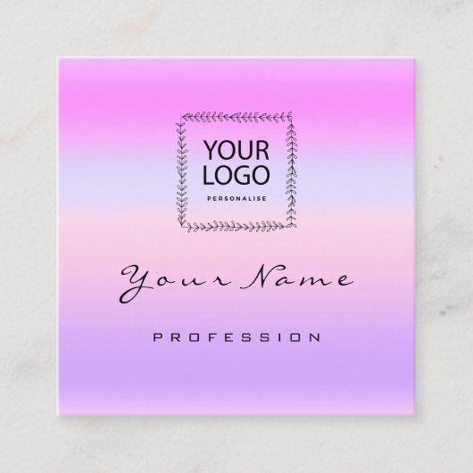 Makeup Hair Nail Logo QR CODE Pink Pastel Ombre Quadratische Visitenkarte (Vorderseite)