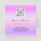 Makeup Hair Nail Logo QR CODE Pink Pastel Ombre Quadratische Visitenkarte (Rückseite)