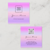 Makeup Hair Nail Logo QR CODE Pink Pastel Ombre Quadratische Visitenkarte (Vorne/Hinten)