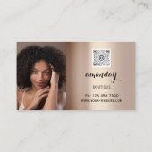 Makeup Hair Red Lipstick Rose Foto QR Code Visitenkarte (Rückseite)