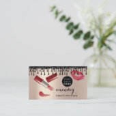 Makeup Hair Red Lipstick Rose Foto QR Code Visitenkarte (Stehend Vorderseite)