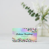 Makeup & Hair Salon Leopard Print Visitenkarte (Stehend Vorderseite)