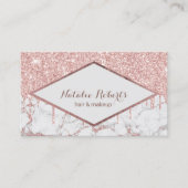 Makeup & Hair Salon Rose Gold Glitzer Tropfen Marm Visitenkarte (Vorderseite)