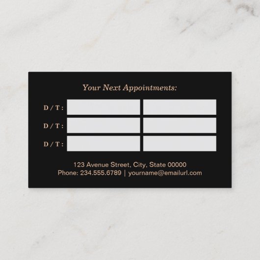 Makeup & Hair Salon Schwarz-weißer Marmor Termin (Rückseite)