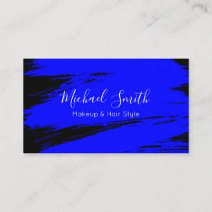 Makeup Hair Style Modern Blue Brush Stroke Visitenkarte