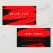 Makeup Hair Style Modern Red Brush Stroke Visitenkarte (Vorne/Hinten)