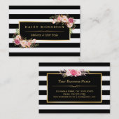 Makeup Hair Style Salon Elegantes Goldenen Blumend Visitenkarte (Vorne/Hinten)