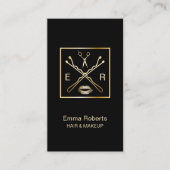 Makeup & Hair Stylist Bobby Button Schere & Lippen Visitenkarte (Vorderseite)