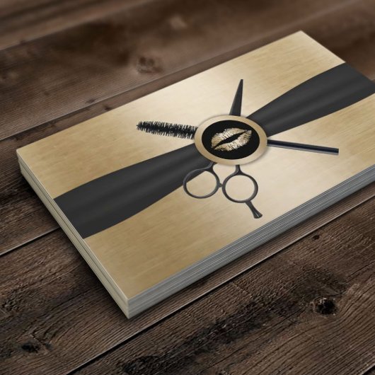 Makeup & Hair Stylist Gold Liften Modernes Schwarz Visitenkarte
