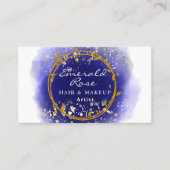 Makeup & Hair Stylist Künstlerskript blau und Gold Visitenkarte (Vorderseite)