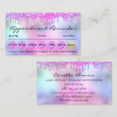 Makeup Hair Termin Erinnerung Rosa Tropfen Visitenkarte (Vorne/Hinten)