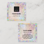 Makeup Holograph Einzigartiger Glitzer Eyeash Logo Quadratische Visitenkarte (Vorne/Hinten)