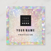 Makeup Holograph Einzigartiger Glitzer Eyeash Logo Quadratische Visitenkarte (Vorderseite)