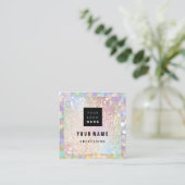 Makeup Holograph Einzigartiger Glitzer Eyeash Logo Quadratische Visitenkarte (Stehend Vorderseite)