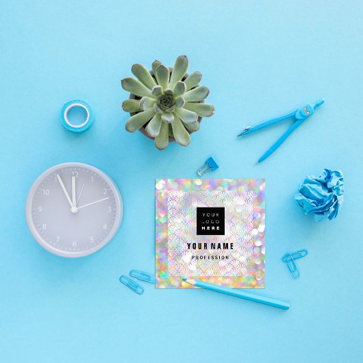 Makeup Holograph Einzigartiges Eyeash Logo Quadratische Visitenkarte