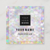Makeup Holograph Einzigartiges Eyeash Logo Quadratische Visitenkarte (Vorderseite)
