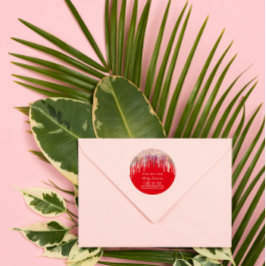 Makeup Holograph Tropfens Rose Red Holidays Runder Aufkleber