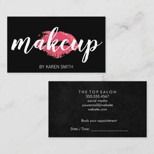 Makeup & Kiss Terminkarte (Vorne/Hinten)