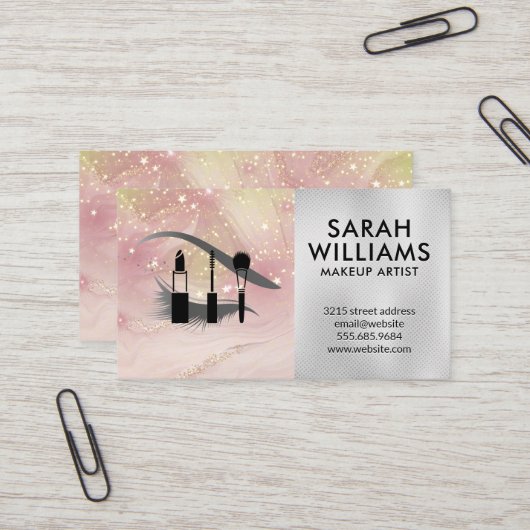 Makeup-Kit | Auge Lashes | Gold-Star-Staub Visitenkarte (Vorderseite/Rückseite Beispiel)