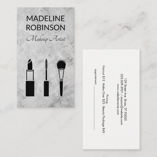 Makeup-Kit | Marmorboden Terminkarte (Vorne/Hinten)