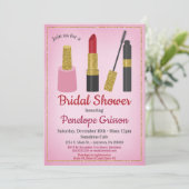 Makeup Kosmetik Bridal Dusche Einladung Schönheit (Stehend Vorderseite)