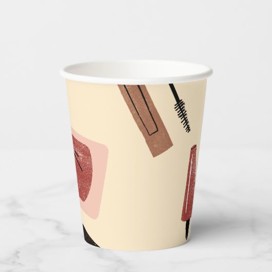 Makeup Kosmetik Schönheitsmuster Kosmetologie Pappbecher (Rückseite)