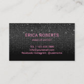Makeup Künstler Chic Neon Typografie Black Glitzer Visitenkarte (Rückseite)
