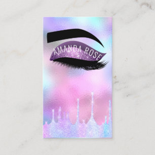 Makeup Künstler Eyelash BrowPurple Pink Holograph Visitenkarte