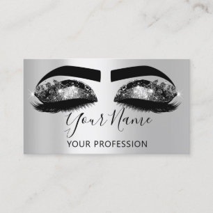 Makeup Künstler Eyelash Microblading Silber Schwar Visitenkarte