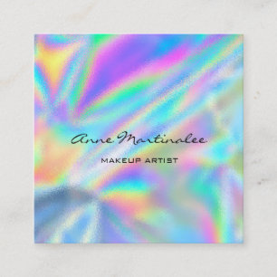 Makeup Künstler farbig holographisch Quadratische Visitenkarte