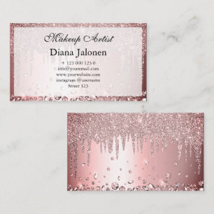 Makeup Künstler Girly Modern Calligraphy Pink Visitenkarte