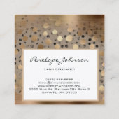 Makeup-Künstler Gold-Polka-Punkte gegossenes Metal Quadratische Visitenkarte (Rückseite)