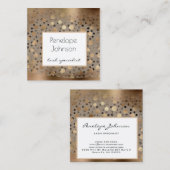 Makeup-Künstler Gold-Polka-Punkte gegossenes Metal Quadratische Visitenkarte (Vorne/Hinten)