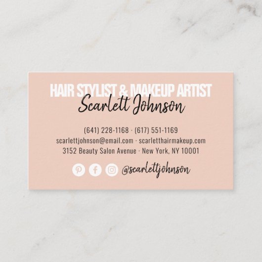 Makeup Künstler Haar Foto fett Skript rot Rosa Visitenkarte (Rückseite)