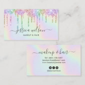 Makeup Künstler Haarstylistin holografische Tropfe Visitenkarte (Vorne/Hinten)